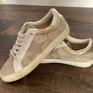Gold Neutral Snake Textured Sneakers
